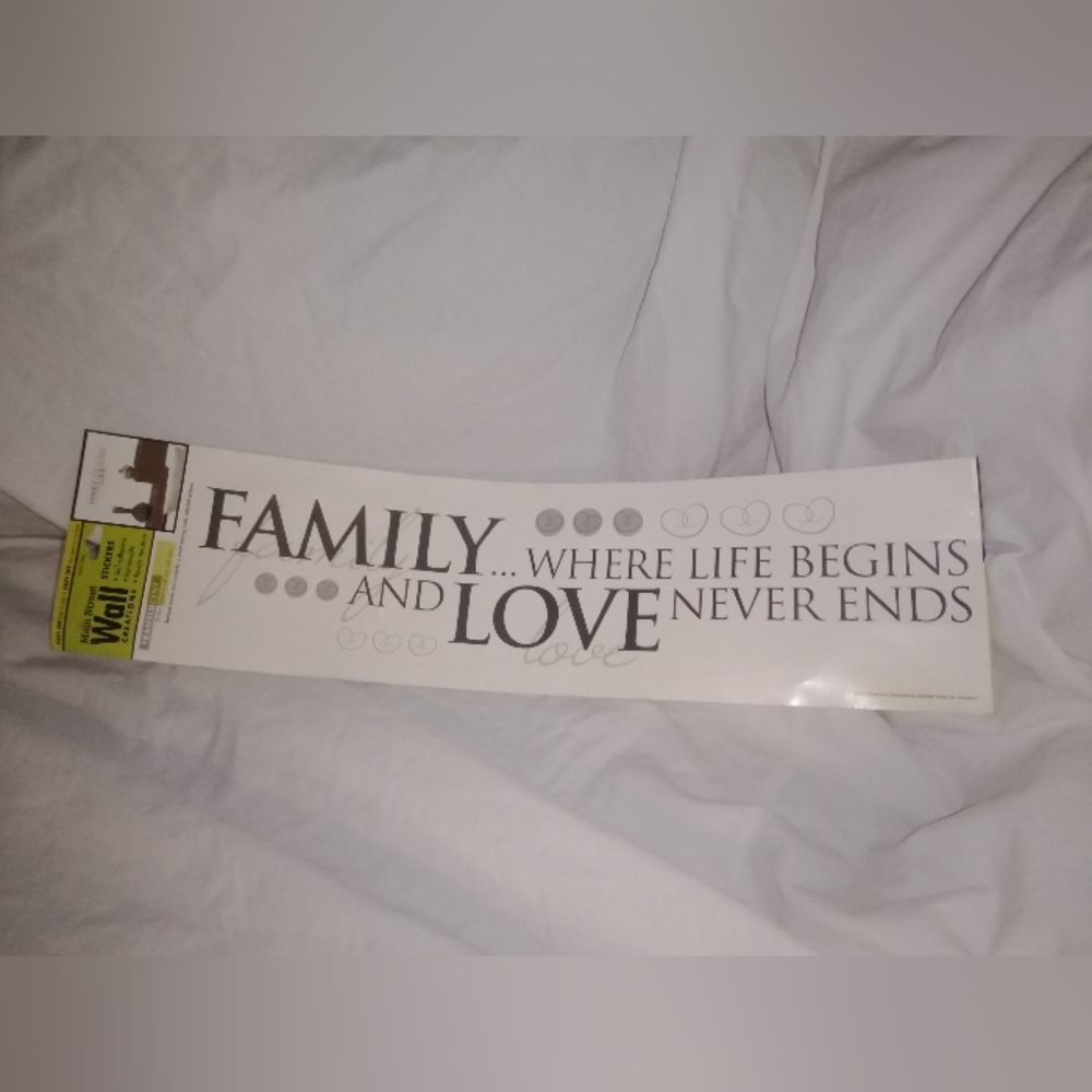NOS Wall Creations Stickers Family Love 15 1/2" Long by 4 1/2" Removable